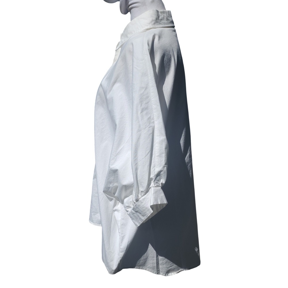 P Cill Womens XL White Oversized Dolman Sleeve Button Down Shirt Contemporary - Picture 2 of 7